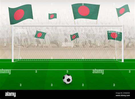 Bangladesh football team fans with flags of Bangladesh cheering on ...