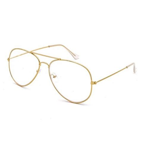 Buy Unisex Aviator Metal Gold Frame With Transparent Glass online in ...