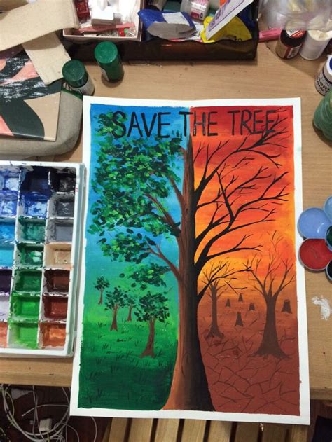 save the tree :) [ poster colour ] | Earth drawings, Save water poster ...