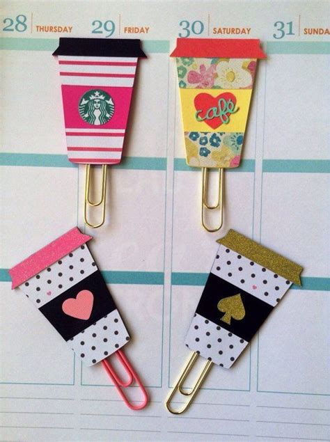 Coffee Cup mug Planner Clip Bookmark FiloFax Erin Condren Day ...