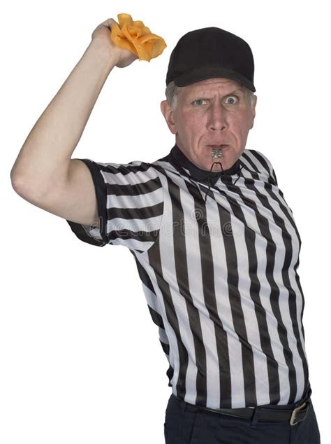 Funny NFL Football Referee or Umpire, Penalty Flag, Isolated. A funny ...