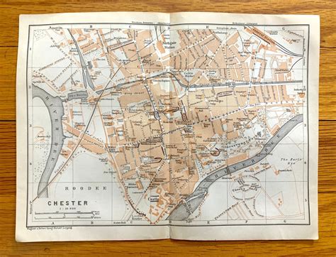 Antique 1906 Chester England Map From Baedekers Atlas of - Etsy