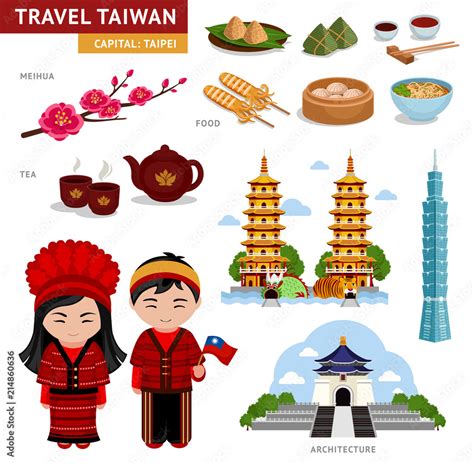 Travel in Taiwan. A collection of colorful illustrations for the ...