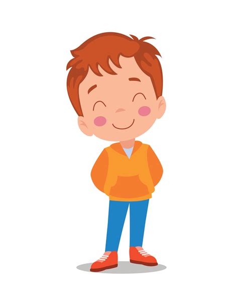 vector illustration of little boy with smiling happy face expression ...