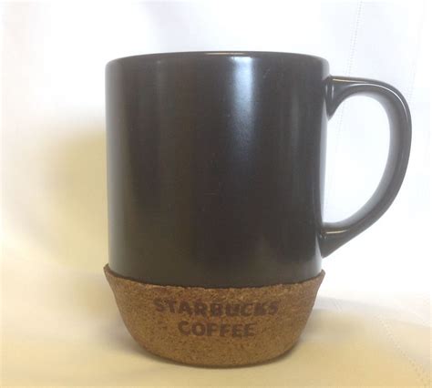 2008 STARBUCKS Dark Brown Coffee Mug W/Cork Like Trim Hard To Find 16 ...