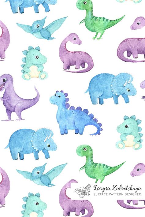 Watercolor Dinosaurs Collection. Dinosaur , Dinosaur illustration ...