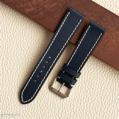 Watch Strap - Natural Leather, Dark Blue, SLIM - Marine