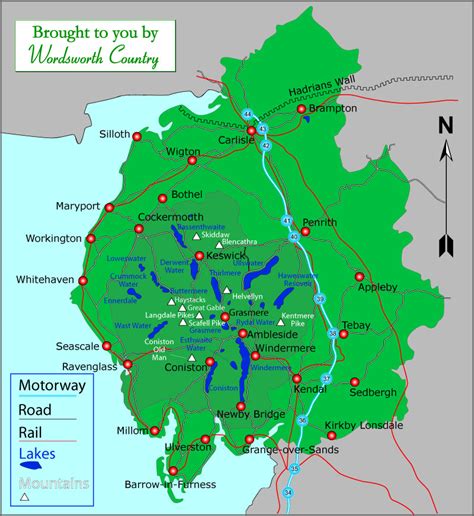 Map of Cumbria and the Lake District