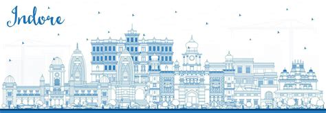 Outline Indore India City Skyline with Blue Buildings. 17649190 Vector ...