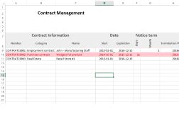 Contract Management Excel Template | Expiration Reminder