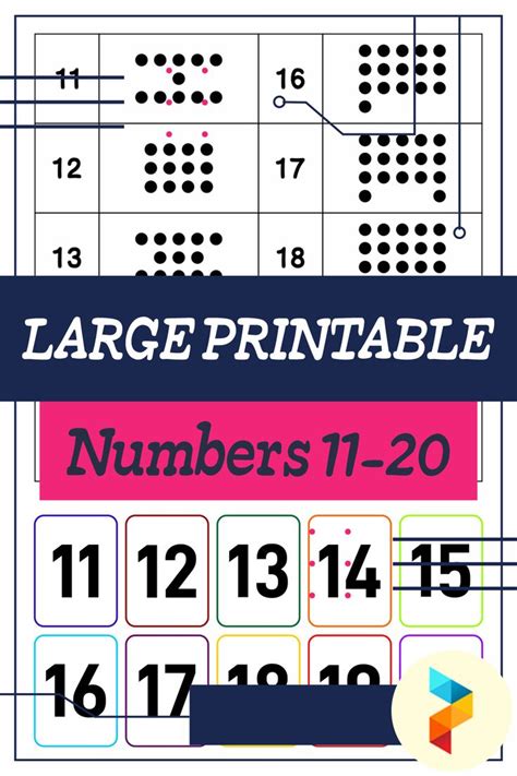 Large Printable Numbers 11-20 | Large printable numbers, Printable ...