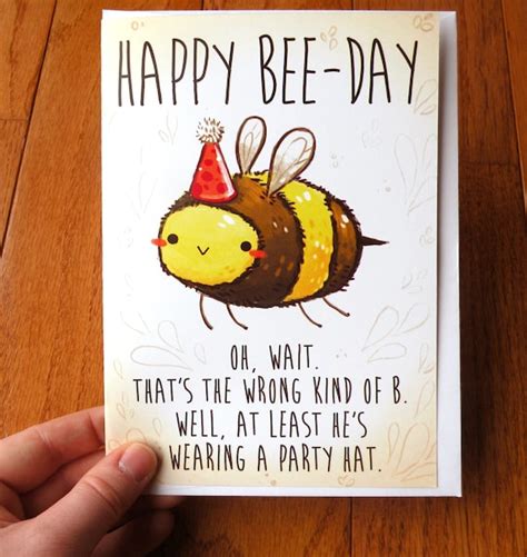 Funny Birthday Card Bee Card Cards Cute Cards Greeting - Etsy