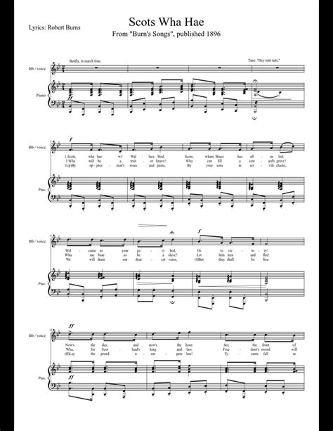 Scots Wha Hae - Lyrics by Robert Burns sheet music download free in PDF ...