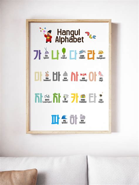 Korean Alphabet Poster Print Printable Hangul Poster Korean | Etsy in ...