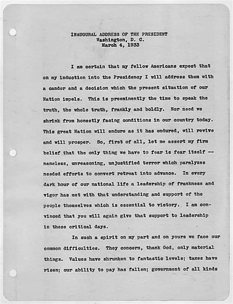 An Examination of the First Inaugural Address of Franklin D. Roosevelt