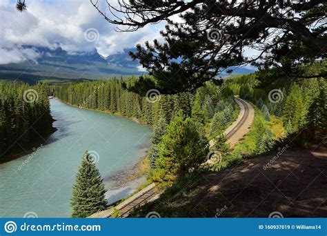 The Bow River Winds through Bow Valley. Stock Image - Image of rocky ...