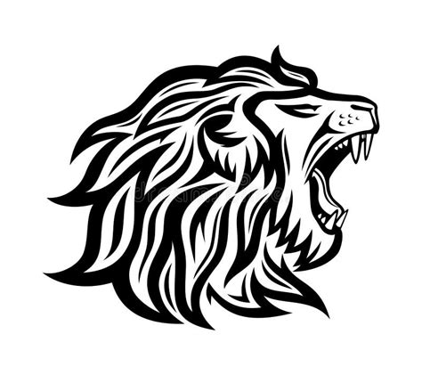 Black roaring lion icon. stock vector. Illustration of roaring - 205743543