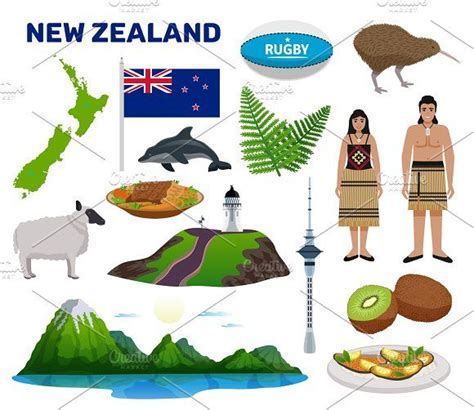 New Zealand tourism set | New zealand, New zealand symbols, Tourism