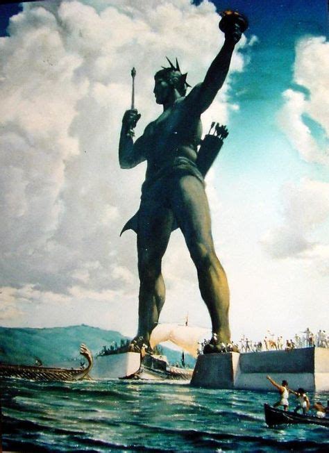 A Side View Of The Colossus Of Rhodes, Greece. | Ancient greek city ...