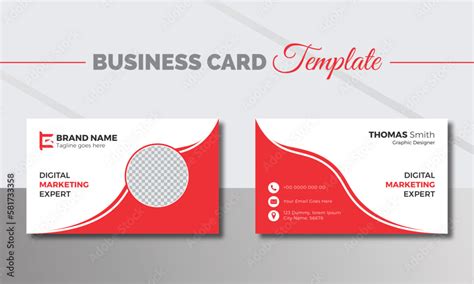 Modern & minimal business card with photo, simple clean design template ...