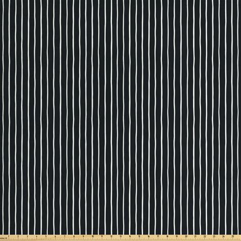 Pinstripe Fabric by The Yard, Monochrome Black and White Design White ...