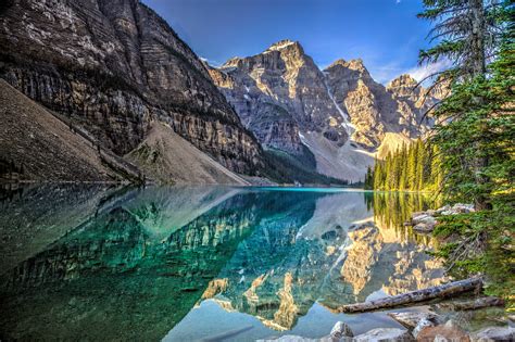 lake, Mountains, Trees, Landscape, Lake, Moraine, Canada, Alberta ...