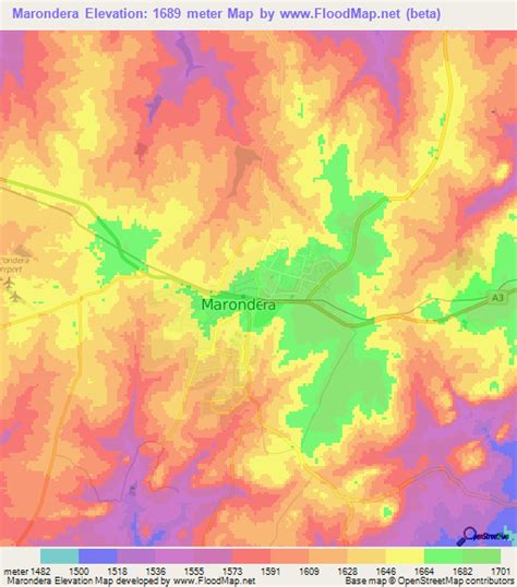 Elevation of Marondera,Zimbabwe Elevation Map, Topography, Contour