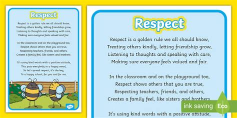 Respect Poem Display Poster (teacher made) - Twinkl