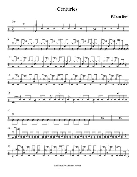 Centuries (arr. Michael Fiedler) Sheet Music | Fall Out Boy | Drums