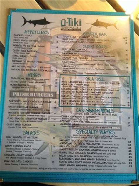 Menu page 1 - Picture of U-Tiki Beach, Jupiter - Tripadvisor