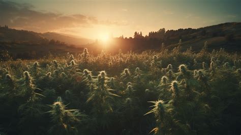 Premium Photo | Cannabis field at sunset generative ai