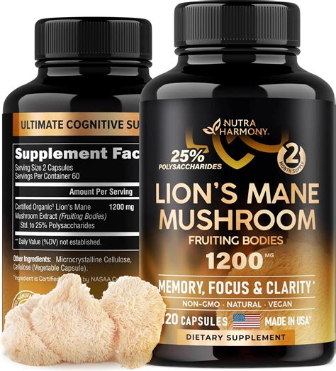 Amazon.com: Lion's Mane Supplement Capsules - Certified Mushroom ...