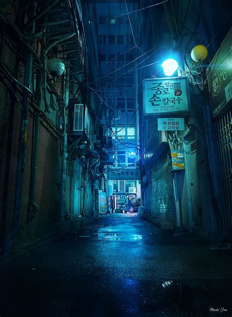 Cyberpunk alley in Seoul | สถาปัตยกรรมญี่ปุ่น, รูปภาพ, วอลเปเปอร์ขำๆ