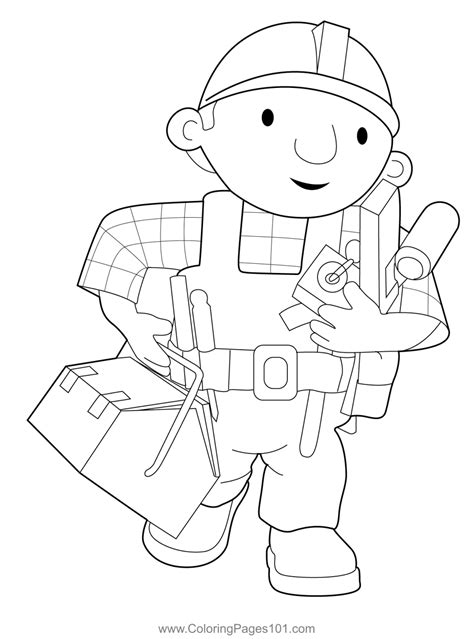 Bob With His Tools Coloring Page for Kids - Free Bob the Builder ...