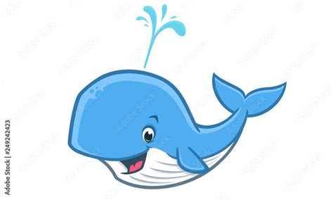 Cartoon Happy Whale Stock Vector | Adobe Stock