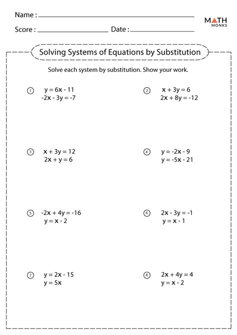 Solving Systems Of Equations Worksheets