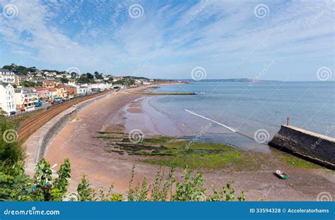 Dawlish Devon England with Beach Railway Track and Sea Stock Photo ...