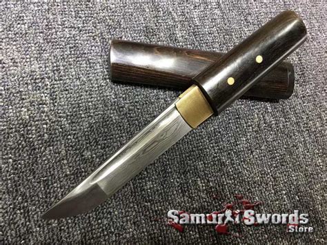 Shirasaya Tanto 1095 Folded Steel with Ebony Wood Saya