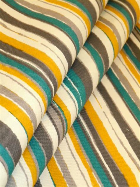 Outdoor Fabric Pattern Marigold Strie' color Grey Cream Teal Gold