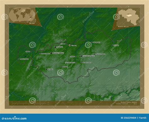 Brabant Wallon, Belgium. Physical. Labelled Points of Cities Stock ...