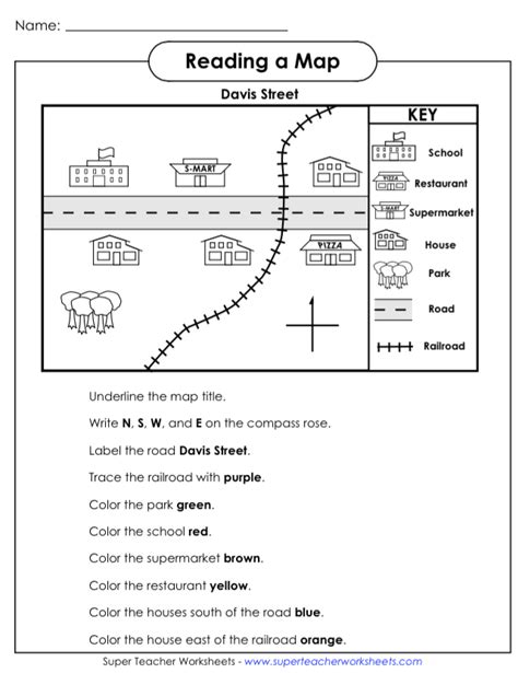 Reading A Map Worksheet For Kids