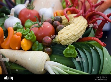 Vegetable Display for a Harvest Basket Stock Photo - Alamy