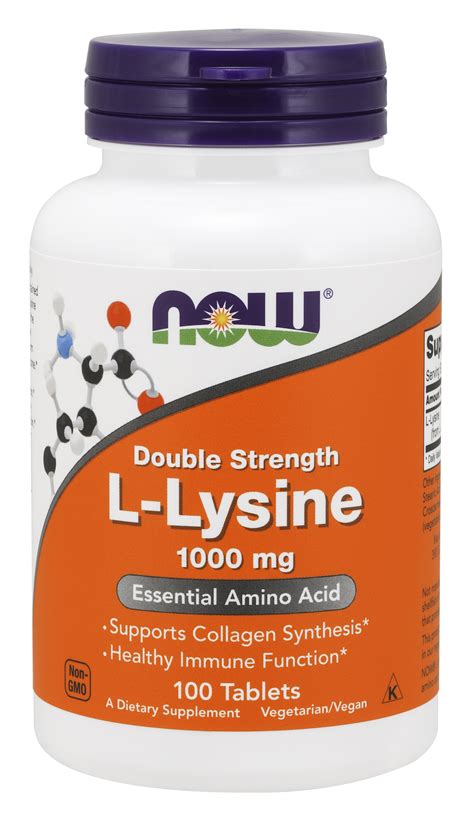 NOW Supplements, L-Lysine (L-Lysine Hydrochloride) 1,000 mg, Double ...