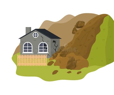 Cartoon Color Home Building and Landslide Concept. Vector Stock Vector ...