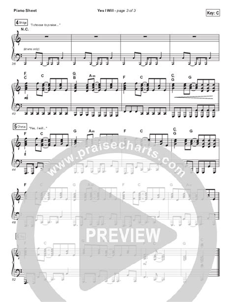 Yes I Will Sheet Music PDF (Vertical Worship) - PraiseCharts