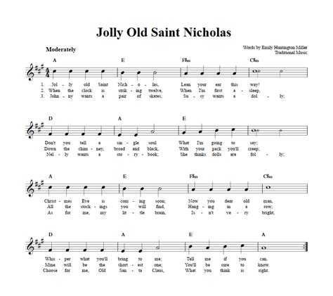 Jolly Old Saint Nicholas B-Flat Instrument Sheet Music (Lead Sheet ...