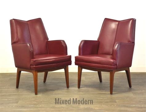 Maroon Lounge Chairs A Pair - Etsy