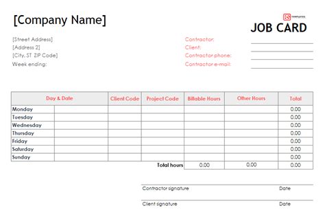 Job Card Templates Excel (5) | PROFESSIONAL TEMPLATES | Job cards, New ...