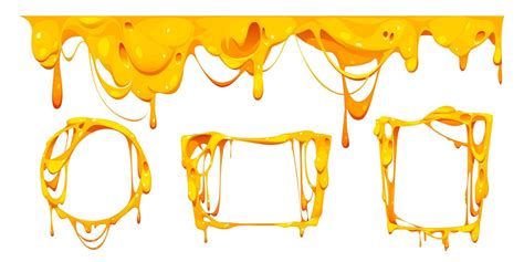 Melt cheese frames, cartoon set of cheesy borders 15917997 Vector Art ...