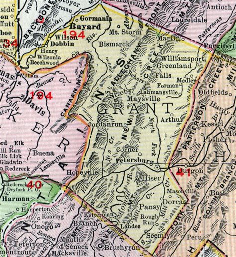 Grant County, West Virginia 1911 Map by Rand McNally, Petersburg ...